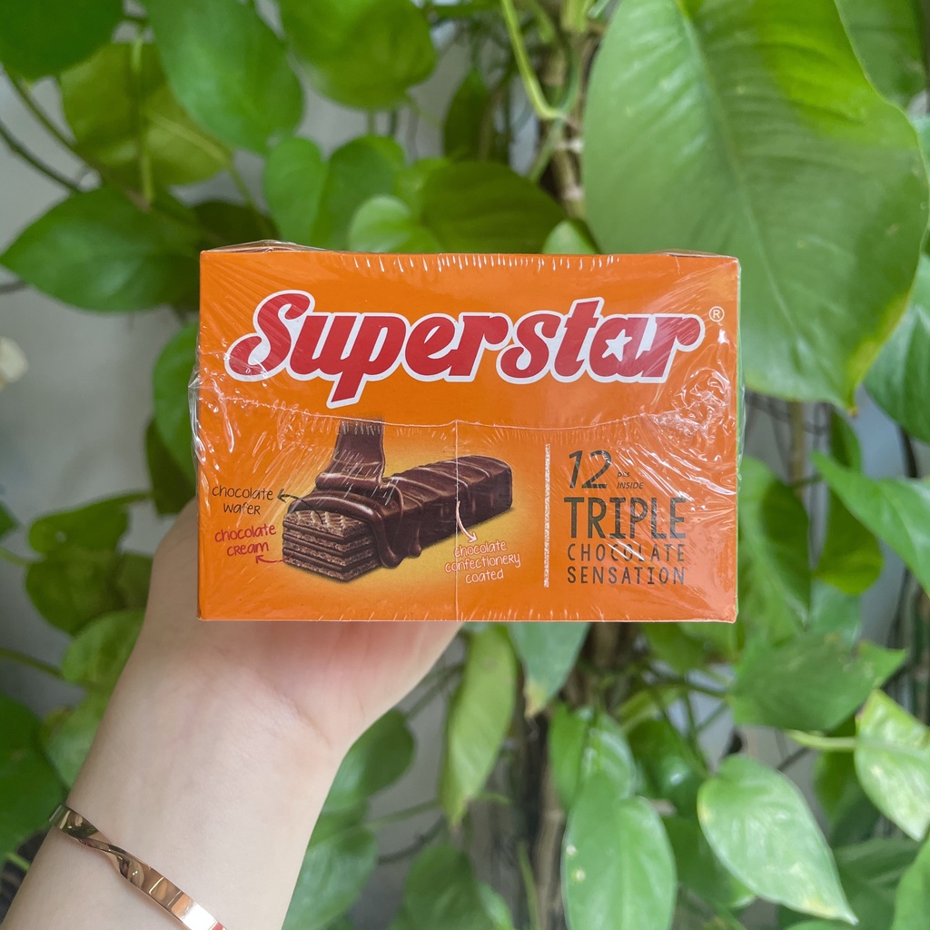 Bánh Xốp Phủ Sôcôla Superstar Triplet Chocolate (Hộp 12 thanhx18g)