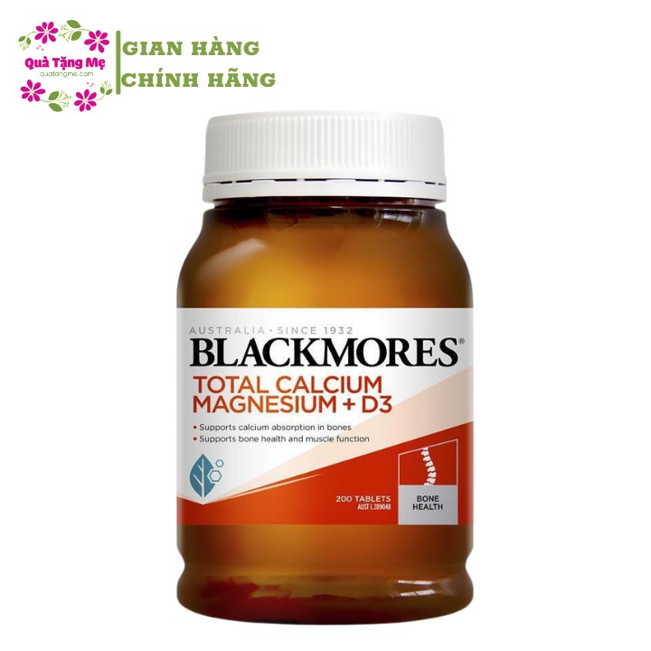 [Mã FMCG100K - 10% đơn 500K] Viên Uống Bổ Sung Canxi & Magiê + D3 Blackmores 200 viên