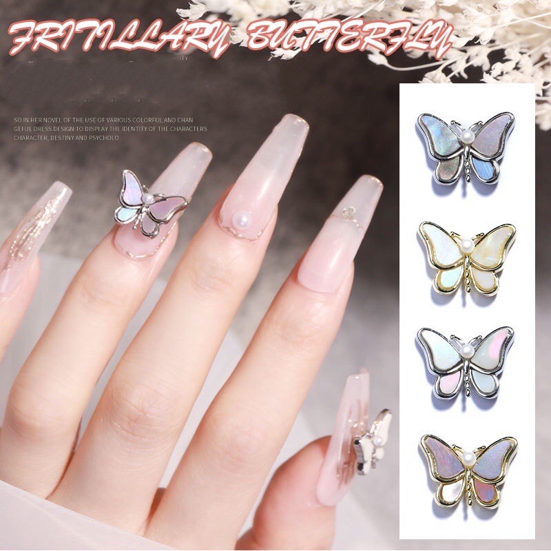 charm bướm cao cấp dạ quang trang trí nail