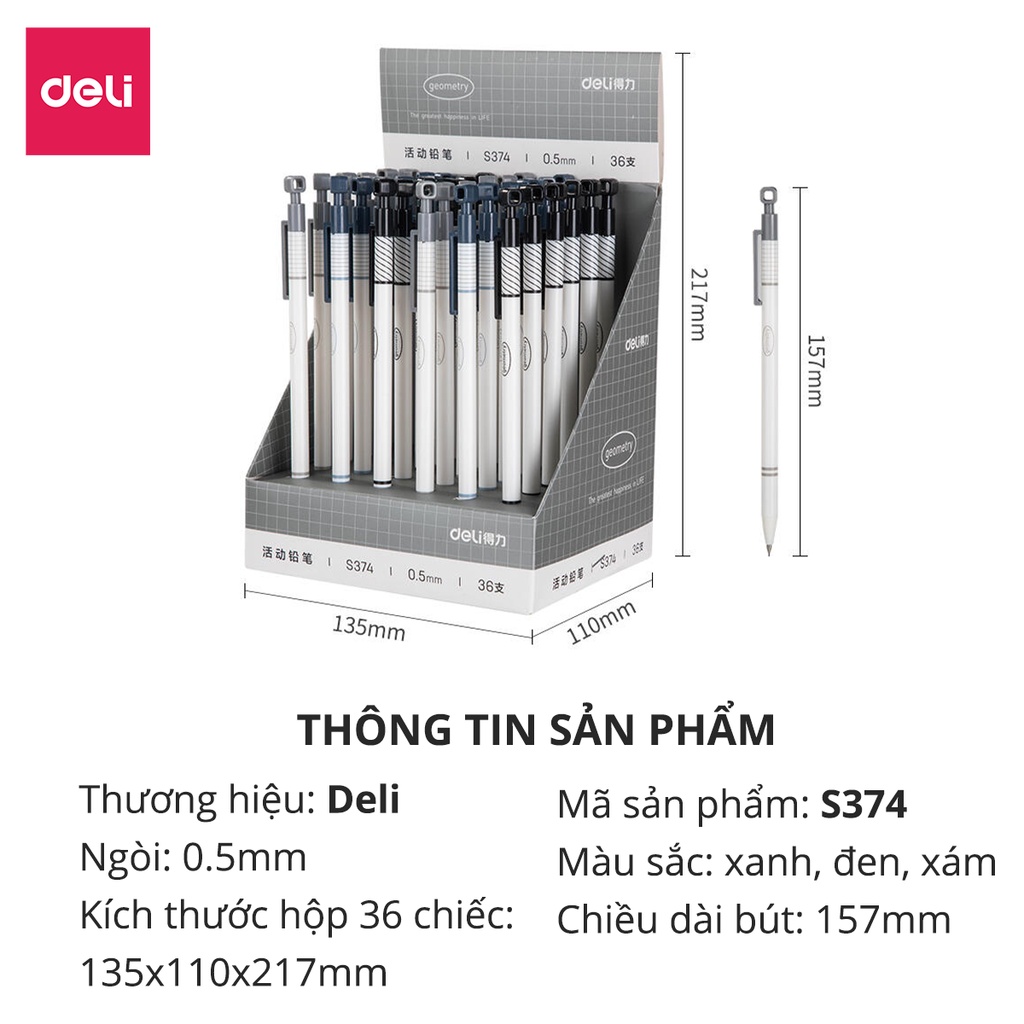  Bút chì kim 0.5mm học sinh Deli - S374