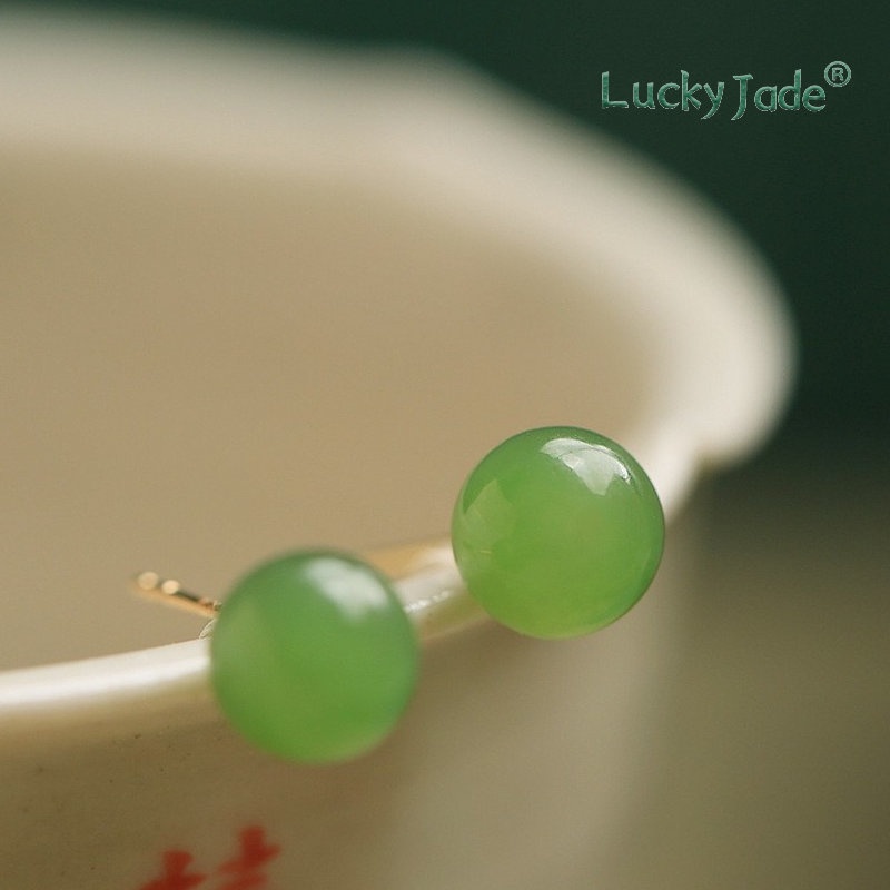 Bông Tai Mạ Vàng 18k Đính Ngọc Bích Sang Trọng