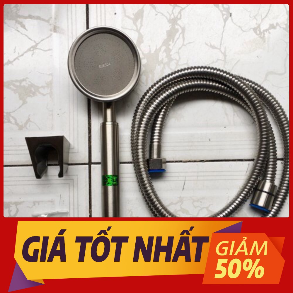 [Sale toàn shop] Vòi sen inox tăng áp cao cắp 304 ( trọn bộ vòi dây tay cầm )