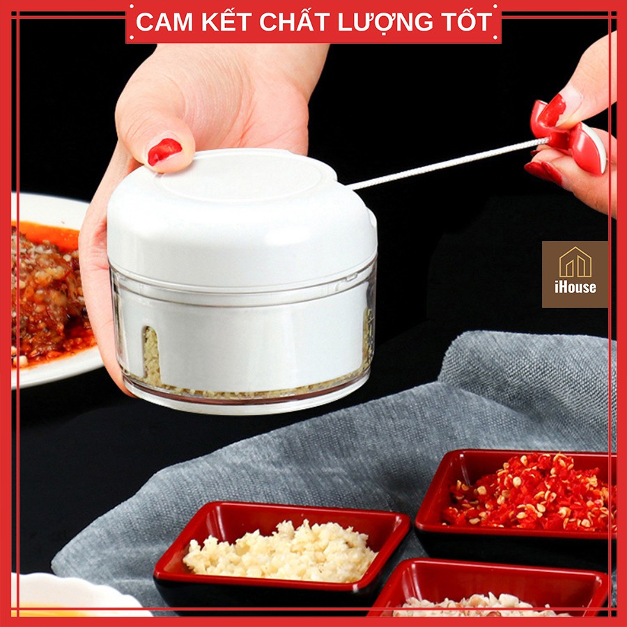 Máy xay tỏi ớt đa năng tiện lợi, Dụng cụ xay ớt tỏi giật bằng tay mini Food Chopper loại tốt iHouse