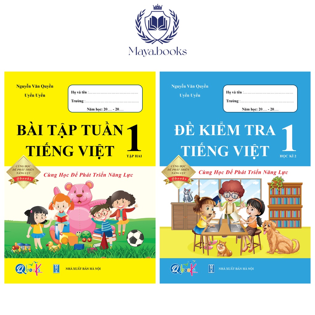 Sách - Bộ 2 quyển bài tập tuần và đề kiểm tra Tiếng Việt lớp 1 học kì 2 cùng học để phát triển