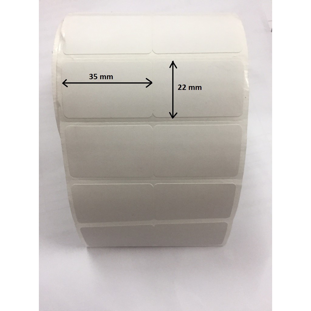 Cuộn giấy in mã vạch, tem nhiệt khổ 2 tem 70x22 mm, giấy in khổ 35x22 mm, 2 tem/hàng
