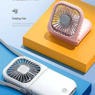 Quạt tích điện mini đeo cổ Hàn Quốc kiêm pin sạc dự phòng mới nhất 2020