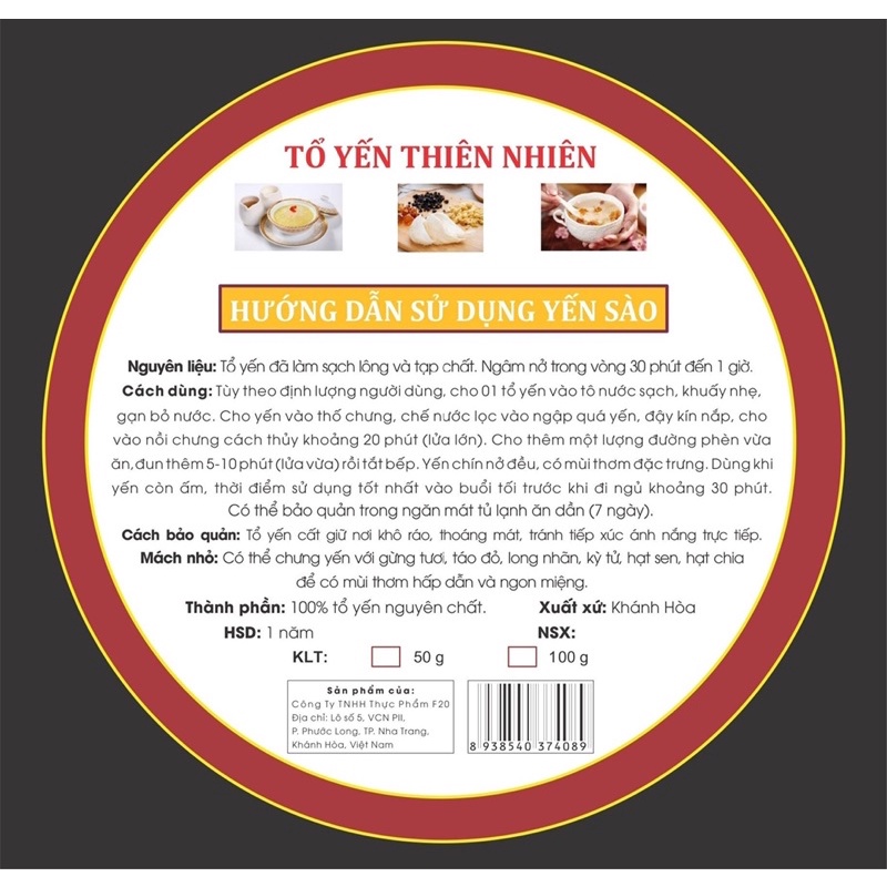 10gr Tổ yến thô bể 2/3 tặng kèm táo đỏ, hạt chia, đường phèn