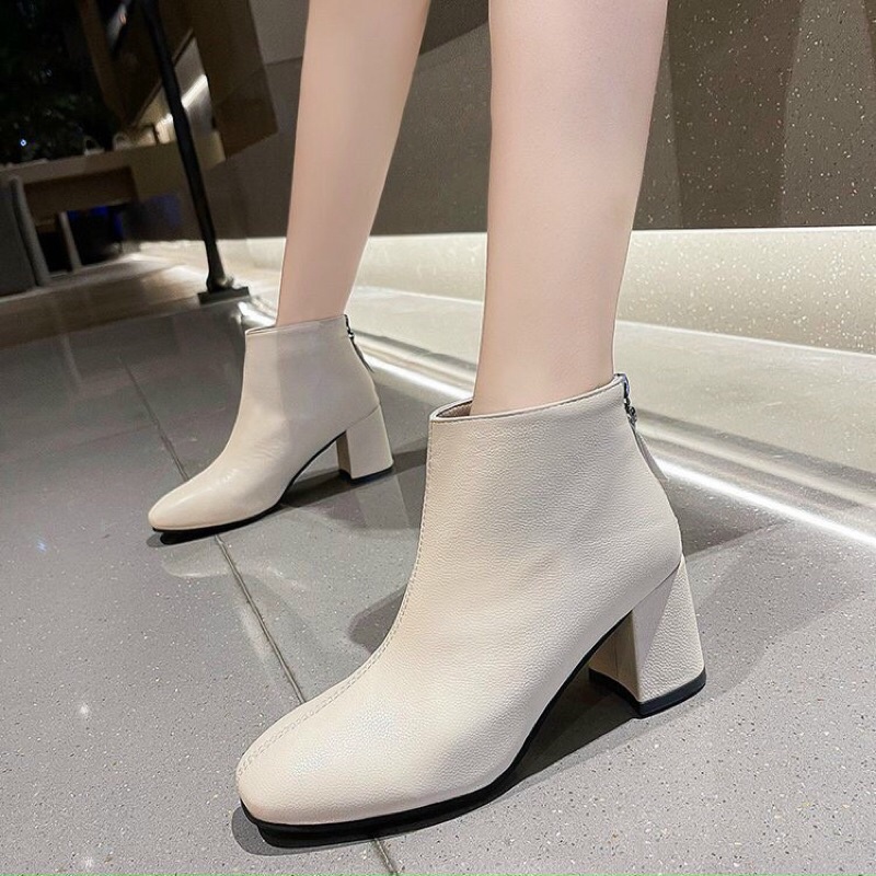 ( SẴN HÀNG) Bốt Nữ Hàn Quốc Giày Boot Nữ Công Sở Gót Vuông 7 phân Khóa Sau | BigBuy360 - bigbuy360.vn