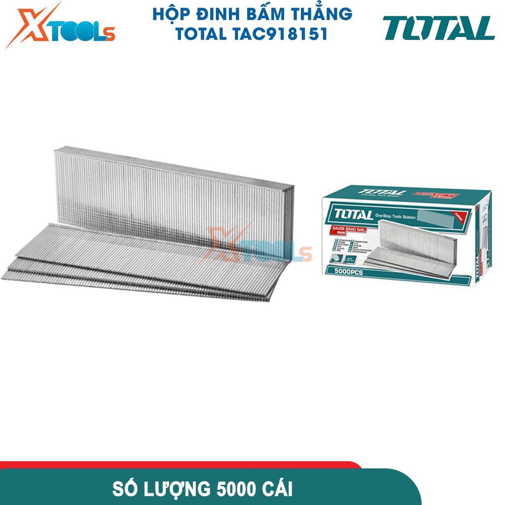 Đinh bấm thẳng TOTAL TAC918151, ghim bấm kích thước 15mm, 5000 cái/hộp, thích hợp cho TAT81501 -CHÍNH HÃNG-XTOOLS