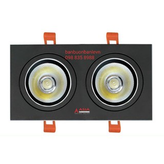 Bộ đèn âm trần rọi vuông đôi  mặt đen 20w ASIA