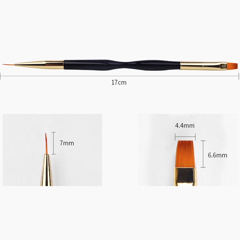 Cọ vẽ móng tay Gel UV màu đen hai đầu 7/9/11mm