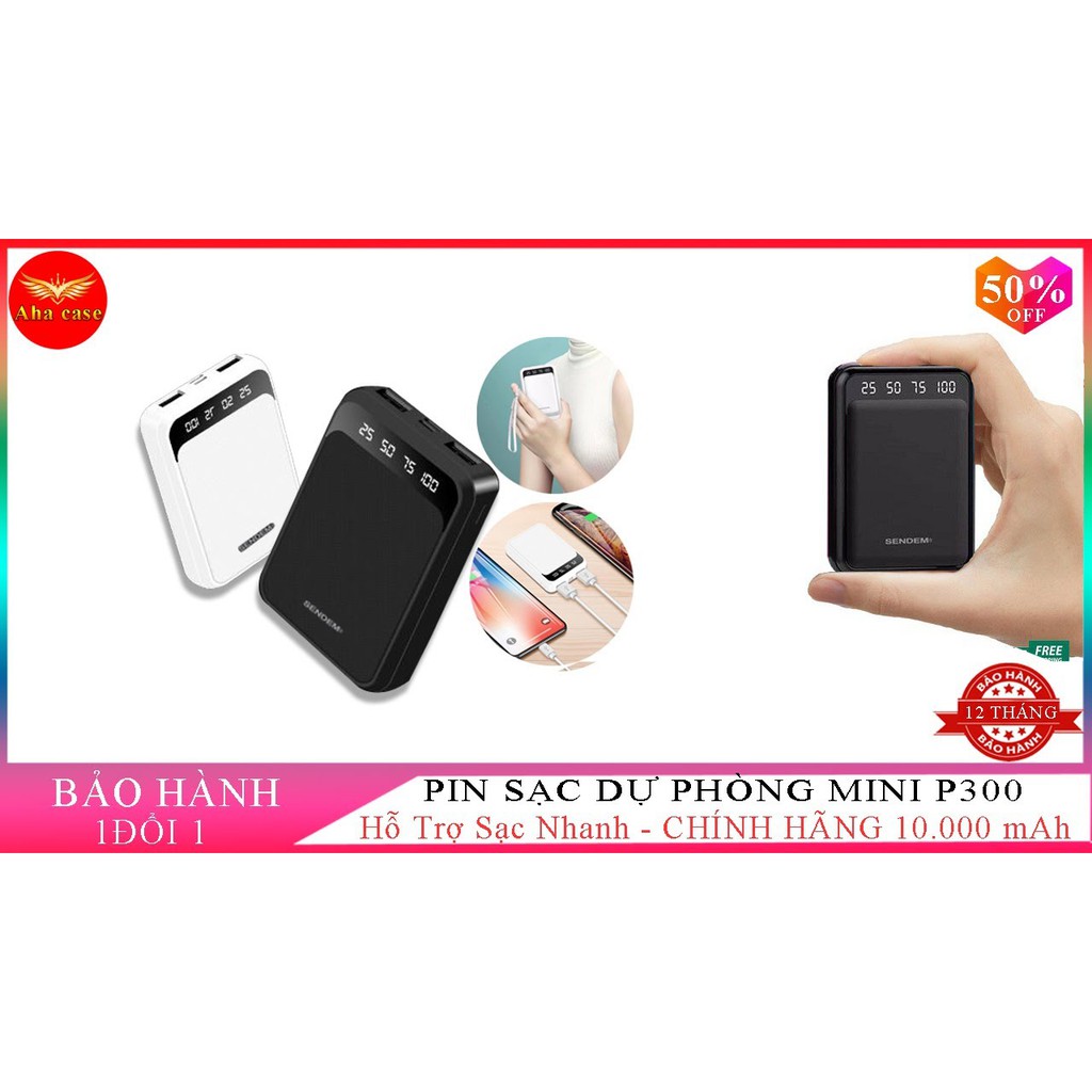 [BÁN CHẠY]Pin Sạc Dự Phòng Mini CHÍNH HÃNG SENDEM P300 dung lượng 10.000mah