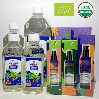 DẦU DỪA NGUYÊN CHẤT ORGANIC MỸ PHẨM VIETCOCO -  500Ml - 250ml-200ML
