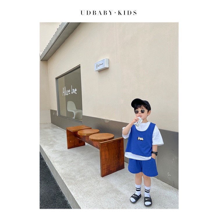 Set Áo Thun Tay Ngắn Và Quần Lửng Phong Cách Hàn Quốc Cho Bé Trai