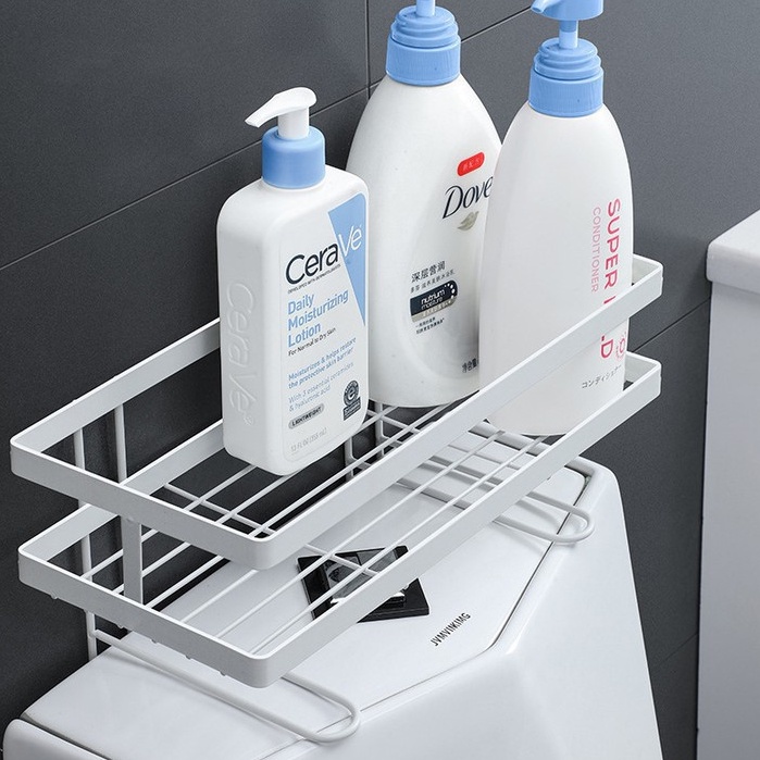 Kệ để đồ nhà tắm Sắt Đen Gài Để Đồ Trên Bồn Cầu Tabihome Mới 2 Chân