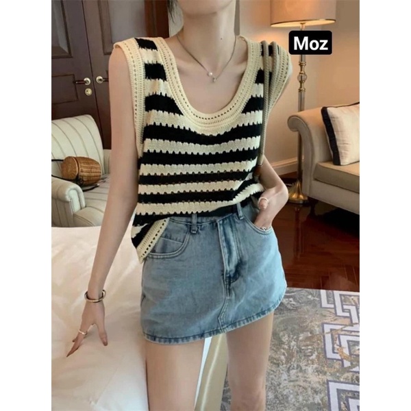 Áo ba lỗ nữ len dệt kim lỗ QC 3 màu hot hit