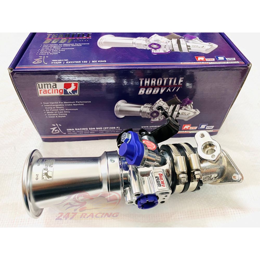 Họng Xăng UMA Racing Exciter 150 dòng 2 lỗ kim phun Size 32 và 34 gắn Pô xăng lửa,lên trái lớn chính hãng