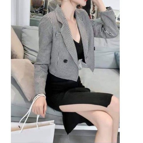 Áo vest dạ kẻ caro nhỏ