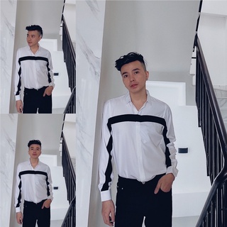 Sơ mi trắng viền đen