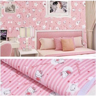 10m giấy dán tường Hello Kitty hồng có keo sẵn