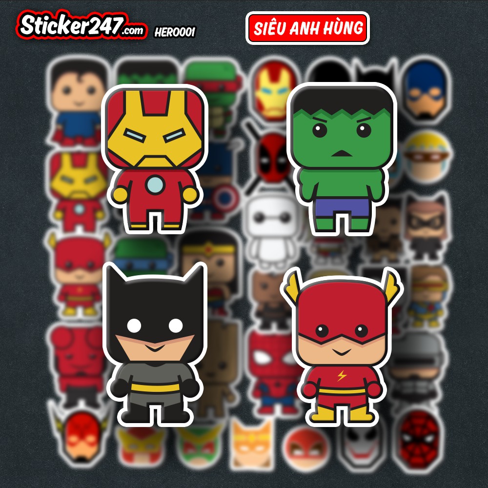 Sticker Siêu anh hùng - HERO 𝑭𝒓𝒆𝒆𝒔𝒉𝒊𝒑 chống nước, sticker dán laptop, điện thoại, đàn guitar, mũ bảo hiểm, vali, ipad