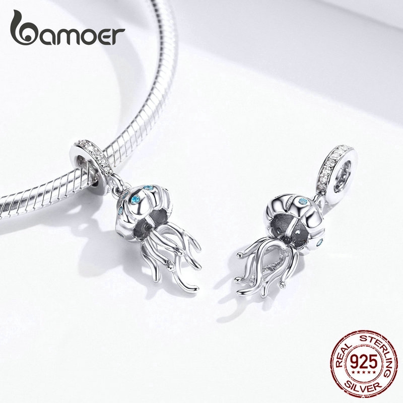 Mặt phụ kiện Bamoer thiết kế hình con sứa đính đá lấp lánh làm trang sức dễ thương