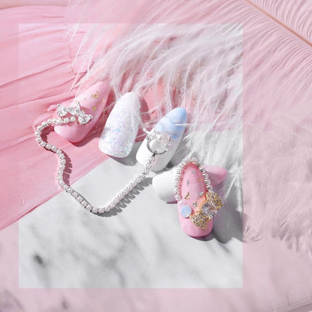 [Hàng mới về] Chuỗi Hạt Ngọc Trai 3D 25Cm Trang Trí Móng Tay Nghệ Thuật DIY Thời Trang