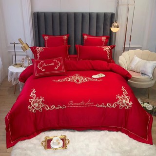 Bộ chăn ga cưới Romantic Love - Cotton lụa silk hoàng gia