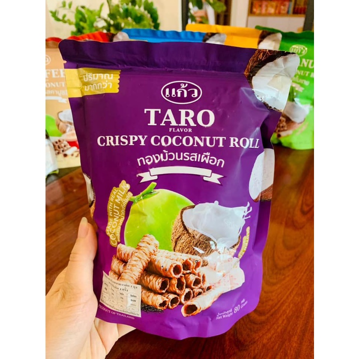 Bánh Cuộn Dừa Nhập Khẩu Thái Lan Vị Khoai Môn Túi Zip