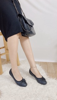 GIÀY BÚP BÊ DA THẬT GẮN NƠ-2057