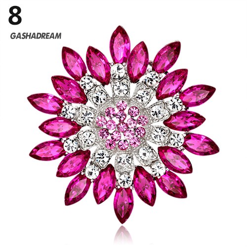 ♉GD Women Fashion Flower Brooch Crystal Rhinestone Jewelry for Wedding Party Gift