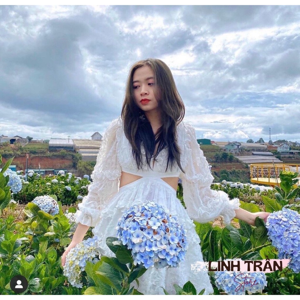 Váy Trắng Hở Lưng Chất Voan Tơ 🦋FREESHIP🦋 Đầm Trắng Hở Lưng Dáng Xòe Dây Lưng Dài Tay