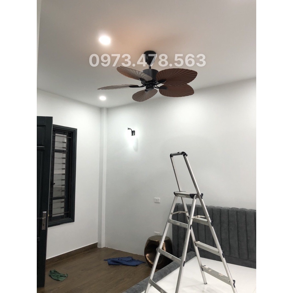 QUẠT TRẦN HÌNH LÁ CỌ THIẾT KẾ TINH TẾ THÍCH HỢP NHÀ HÀNG,SPA,QUÁN CAFE,Động Cơ DC 6 Tốc Độ