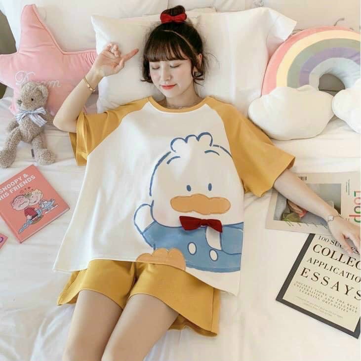 💃 Bộ Pijama Nữ Cộc Tay Họa Tiết 3D Form Rộng 3 Màu