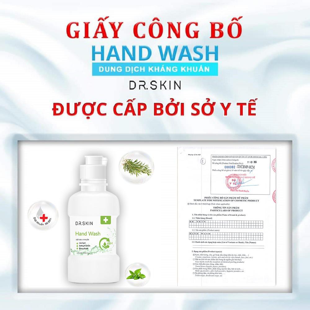 Gel rửa tay khô dr.skin 100ml – hiệu quả vượt trội - làm mềm mịn & cân bằng độ ẩm cho da