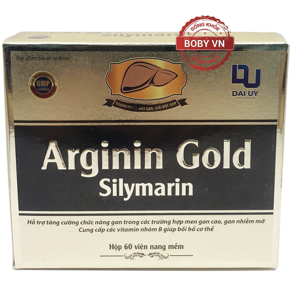 Arginin Gold Silymarin bổ gan (Hộp 60 viên nang mềm)
