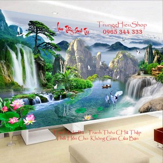 Tranh Đính Đá Phong Cảnh | Lưu Thủy Sinh Tài VS035 ( 150 x 75 cm )
