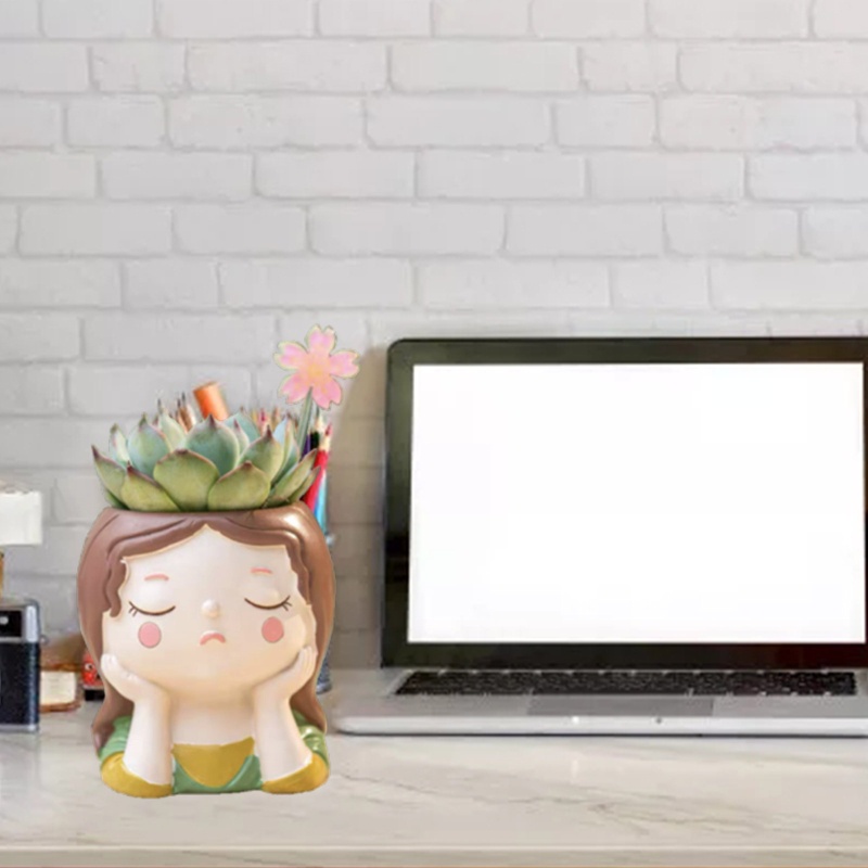 Sa Khuôn Silicon Làm Chậu Cây Hình Bé Gái Dễ Thương