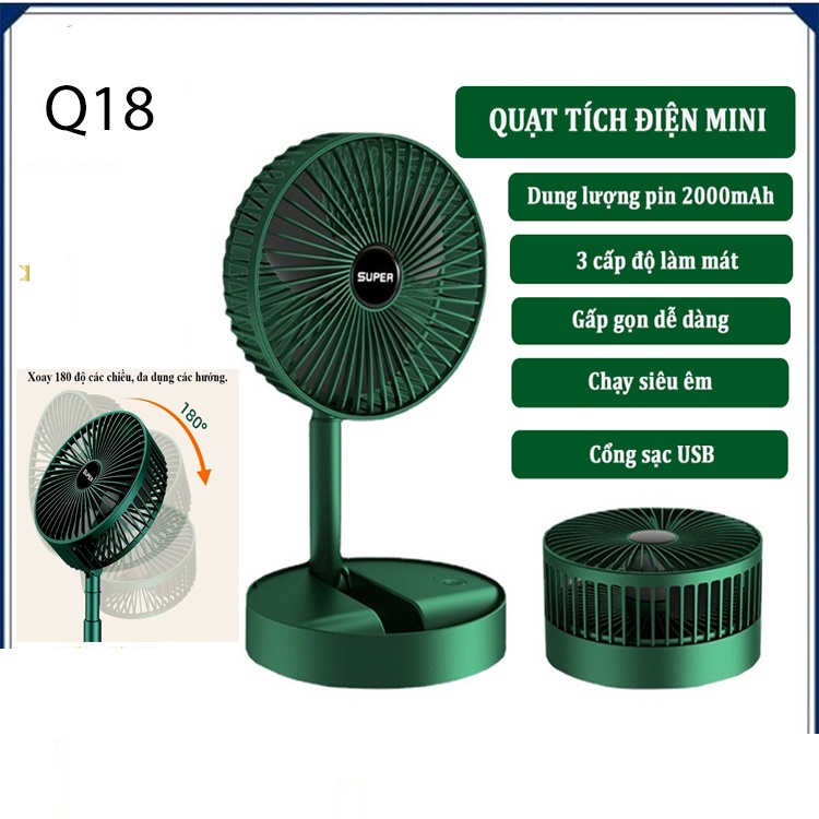 Quạt Tích Điện Mini  3 Chế Độ Làm Mát, Quạt Tích Điện Gấp Gọn,Quạt Tích Điện Mini Cao Cấp Super