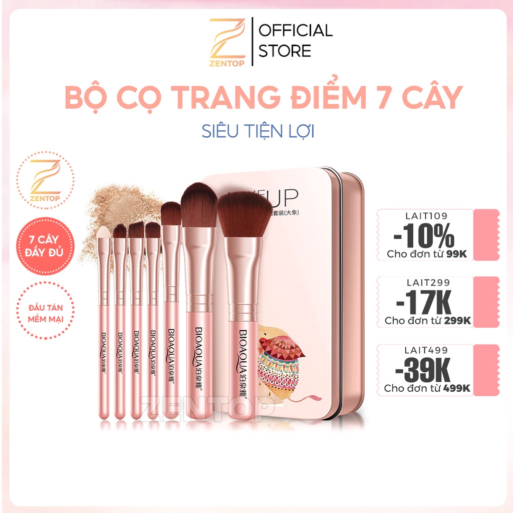 Bộ cọ trang điểm 7 cây biến hóa siêu xinh Bioaqua cọ trang điểm make up cơ bản tán kem phấn Zentop