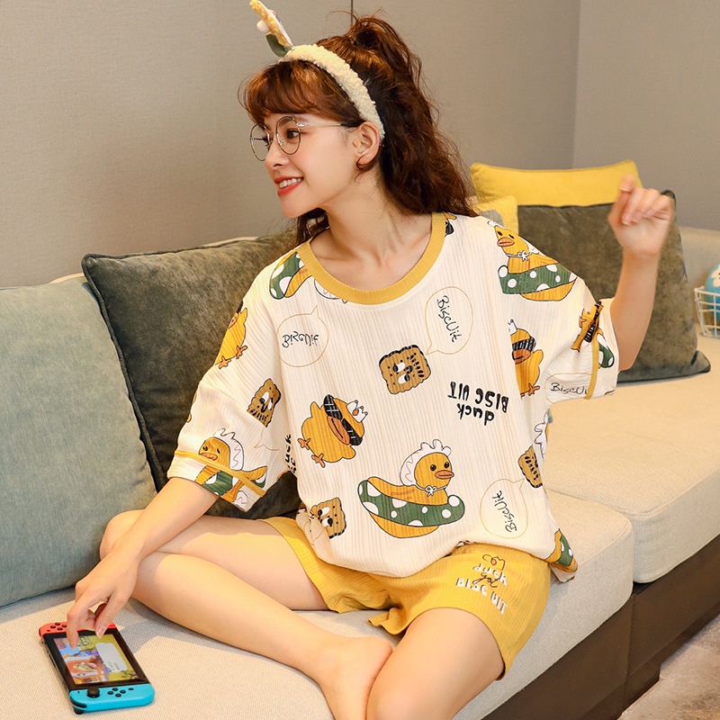 Đồ ngủ nữ pijama mặc nhà đẹp cotton cao cấp tay ngắn siêu cute dễ thương – CTN1
