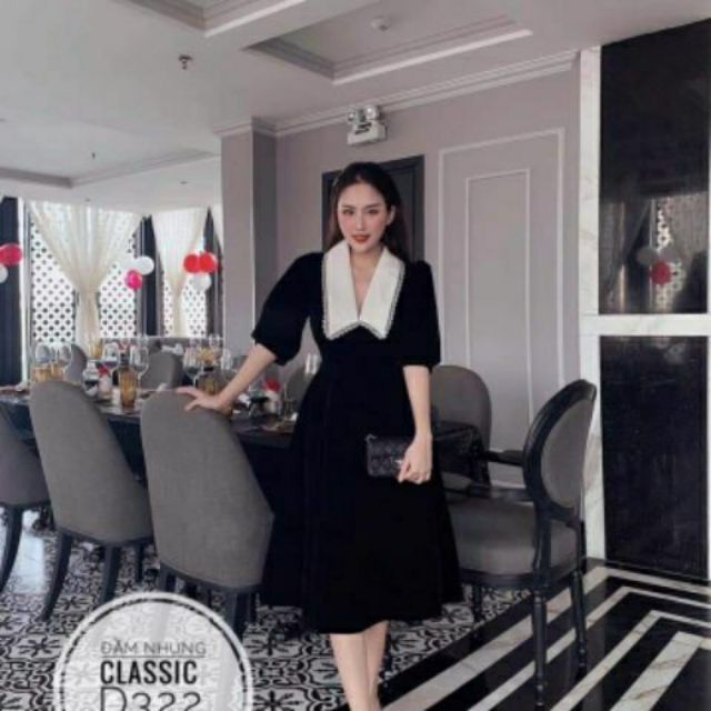 Bigsize ĐẦM NHUNG CỔ ĐIỂN CLASSIC D322