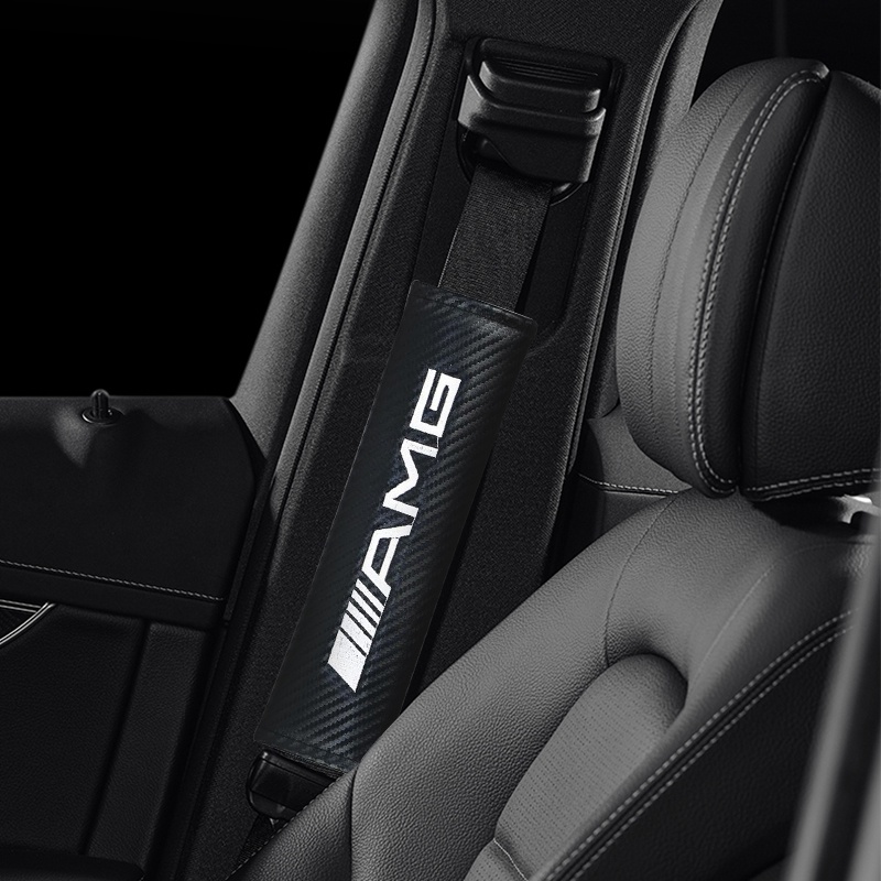 1 Đệm Bọc Dây Đai An Toàn Xe Hơi Bằng Da Carbon Màu Đen Cho Mercedes Benz AMG W204 W205 W211 W212 W213