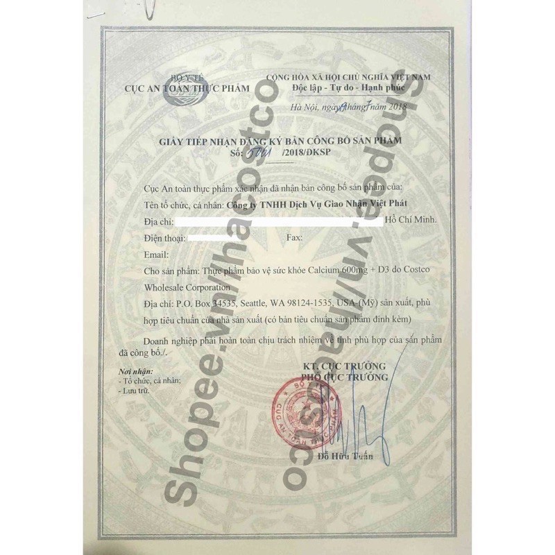 Viên uống hỗ trợ xương chắc khỏe Kirkland Calcium 600Mg with vitamin D3 500 viên Healthy Care quatangme