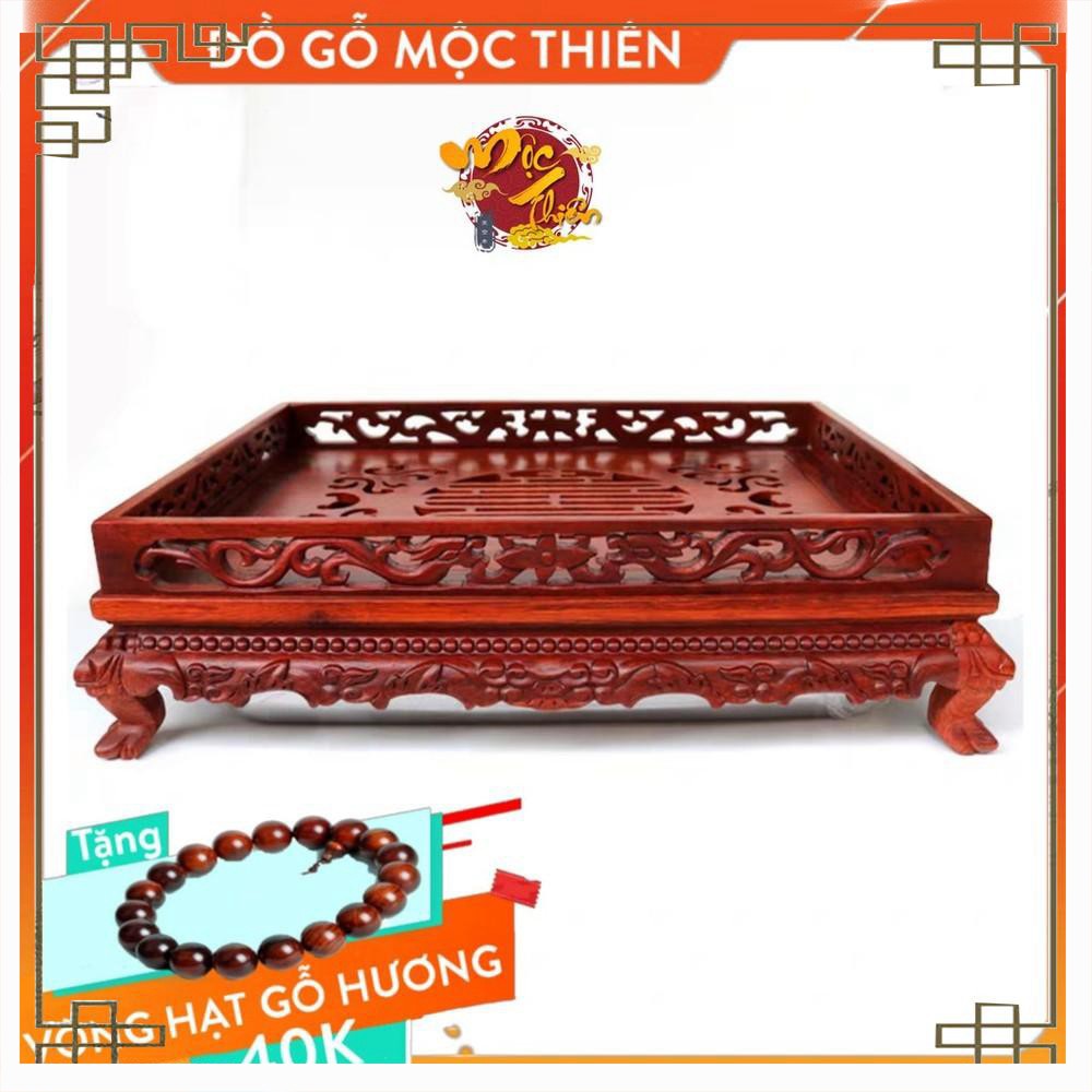 Khay Trà,Chè Gỗ Hương mẫu Song Long Trầu Nguyệt ( bốn trụ chân quỳ cao cấp)