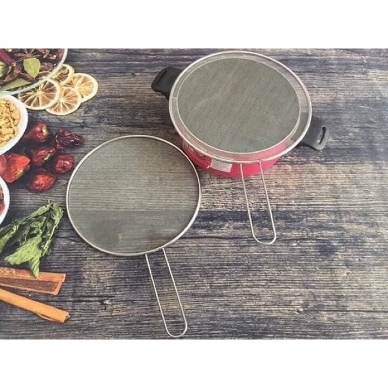 Chắn mỡ inox 29cm - Nắp đậy chảo bằng lưới inox dạng tròn