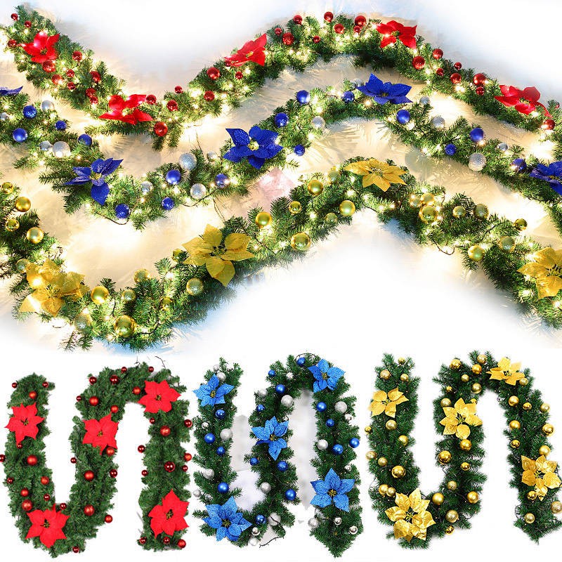  Christmas Rattan 2.7 M Christmas Tree Garland Set Window Shopping Mall Christmas Decorations Pendant Scene Layout Christmas decoration holiday decoration Birthday Decoration Christmas hat digital balloon