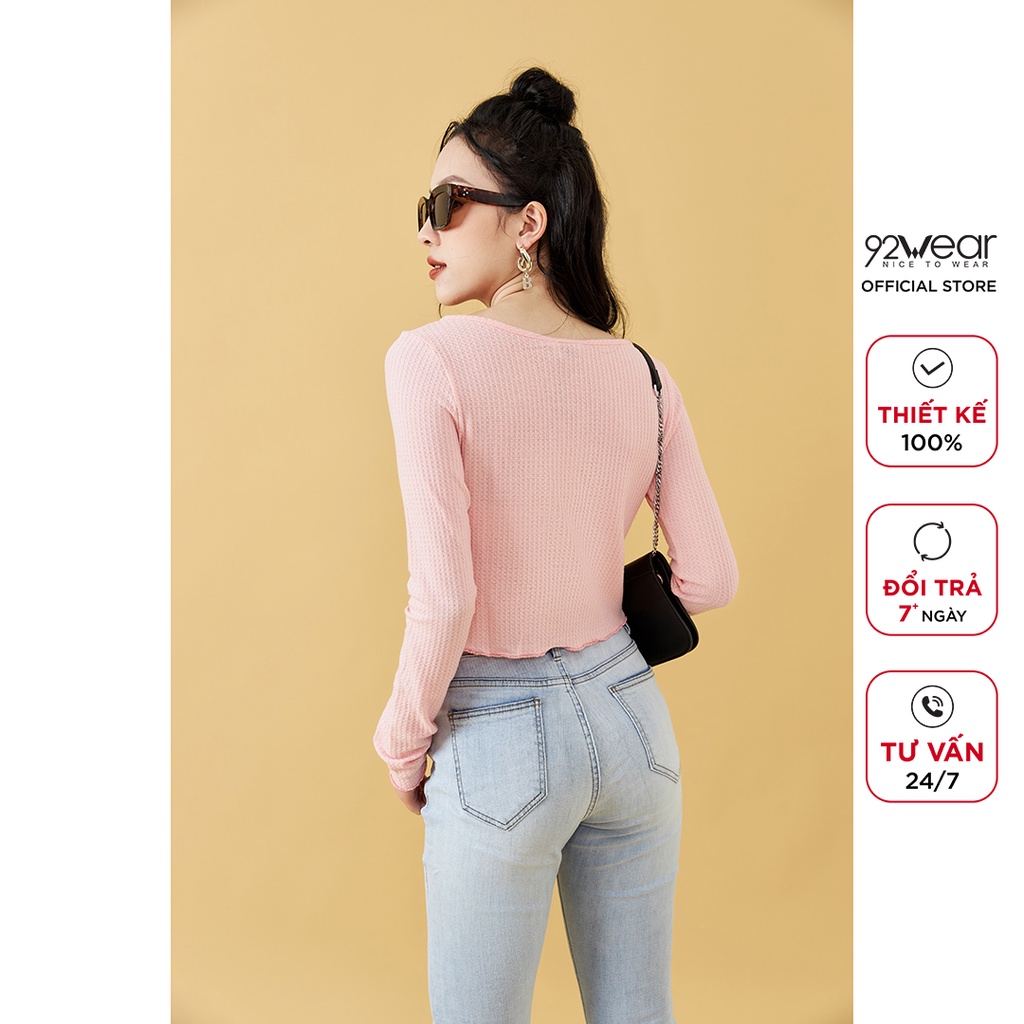 Áo thun nữ dài tay gấu cuốn bèo, co giãn, thoáng mát ATW0398 - 92Wear