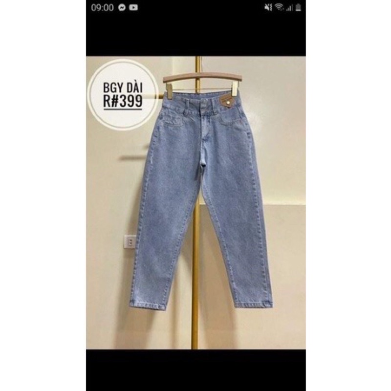 Quần jean nữ baggy lưng cao co giãn có túi , quần bò cạp cao bigsize  jeans trơn dài basic