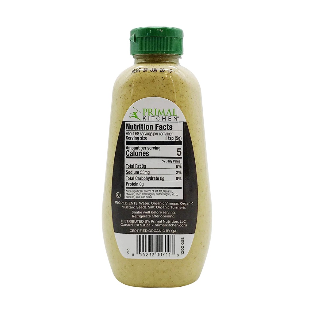 MÙ TẠT NÂU VỊ CAY - HỮU CƠ Primal Kitchen, Organic Spicy Brown Mustard, NonGMO - Paleo - Whole30 - Sugar Free, 340g